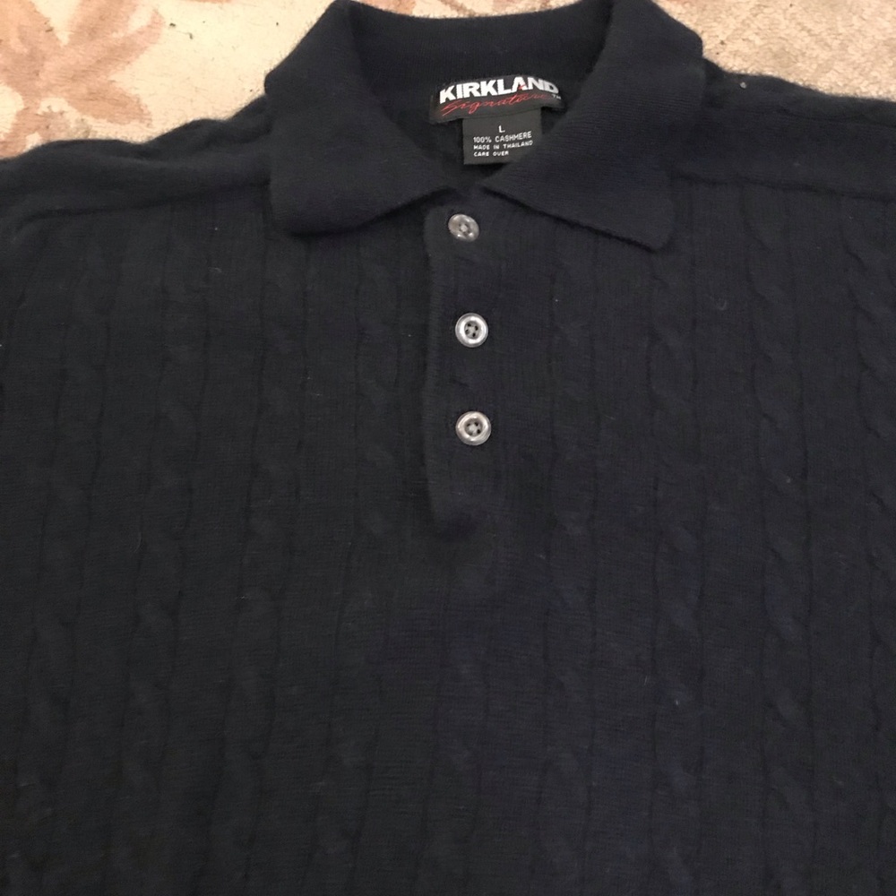 Kirkland Men’s Polo navy sweater cashmere cable